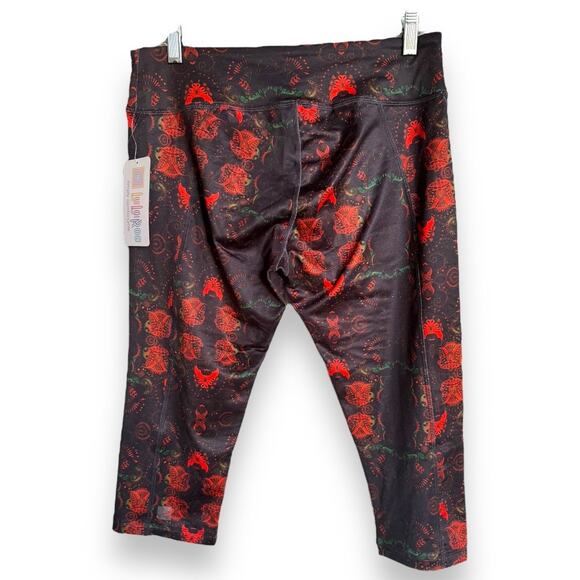 LuLaRoe Womens Leggings Sz L Jade Athletic Capris Activewear Black‎ Orange NEW - Picture 4 of 6
